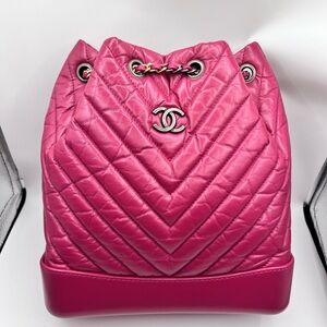 AUTHENTIC Chanel Gabriel Backpack Pink Chevron Quilted